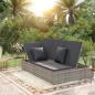 Preview: ARDEBO.de - Sonnenliege mit Auflagen Poly Rattan Dunkelgrau