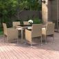 Preview: ARDEBO.de - 7-tlg. Garten-Essgruppe Poly Rattan und Hartglas Beige