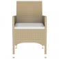 Preview: 7-tlg. Garten-Essgruppe Poly Rattan und Hartglas Beige