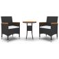Preview: 3-tlg. Garten-Essgruppe Poly Rattan Schwarz