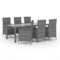 Preview: 7-tlg. Garten-Essgruppe mit Kissen Poly Rattan Grau