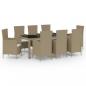 Preview: 9-tlg. Garten-Essgruppe mit Kissen Poly Rattan Beige