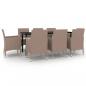 Preview: 9-tlg. Garten-Essgruppe mit Auflagen Poly Rattan und Glas