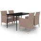 Preview: 5-tlg. Garten-Essgruppe mit Kissen Poly Rattan und Glas