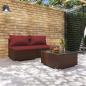 Preview: ARDEBO.de - 3-tlg. Garten-Lounge-Set mit Kissen Poly Rattan Braun