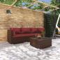 Preview: ARDEBO.de - 4-tlg. Garten-Lounge-Set mit Auflagen Poly Rattan Braun