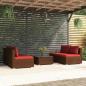 Preview: ARDEBO.de - 5-tlg. Garten-Lounge-Set mit Kissen Poly Rattan Braun