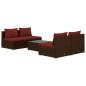 Preview: 5-tlg. Garten-Lounge-Set mit Kissen Poly Rattan Braun
