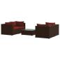 Preview: 5-tlg. Garten-Lounge-Set mit Kissen Poly Rattan Braun