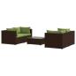 Preview: 5-tlg. Garten-Lounge-Set mit Kissen Poly Rattan Braun