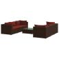 Preview: 7-tlg. Garten-Lounge-Set mit Kissen Poly Rattan Braun
