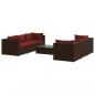 Preview: 7-tlg. Garten-Lounge-Set mit Kissen Poly Rattan Braun