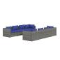Preview: 9-tlg. Garten-Lounge-Set mit Kissen Poly Rattan Grau