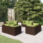 Preview: ARDEBO.de - 8-tlg. Garten-Lounge-Set mit Kissen Poly Rattan Braun