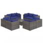 Preview: 9-tlg. Garten-Lounge-Set mit Kissen Poly Rattan Grau