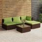 Preview: ARDEBO.de - 5-tlg. Garten-Lounge-Set mit Kissen Poly Rattan Braun
