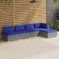 Preview: ARDEBO.de - 5-tlg. Garten-Lounge-Set mit Kissen Poly Rattan Grau