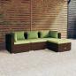 Preview: ARDEBO.de - 4-tlg. Garten-Lounge-Set mit Auflagen Poly Rattan Braun