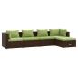Preview: 5-tlg. Garten-Lounge-Set mit Kissen Poly Rattan Braun