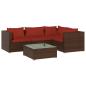 Preview: 5-tlg. Garten-Lounge-Set mit Kissen Poly Rattan Braun