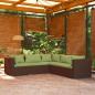 Preview: ARDEBO.de - 5-tlg. Garten-Lounge-Set mit Kissen Poly Rattan Braun