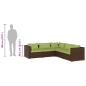 Preview: 5-tlg. Garten-Lounge-Set mit Kissen Poly Rattan Braun