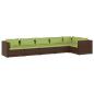 Preview: 6-tlg. Garten-Lounge-Set mit Auflagen Poly Rattan Braun