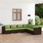 Preview: ARDEBO.de - 6-tlg. Garten-Lounge-Set mit Auflagen Poly Rattan Braun