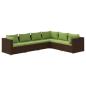 Preview: 6-tlg. Garten-Lounge-Set mit Auflagen Poly Rattan Braun
