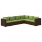 Preview: 6-tlg. Garten-Lounge-Set mit Auflagen Poly Rattan Braun