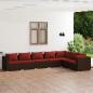 Preview: ARDEBO.de - 7-tlg. Garten-Lounge-Set mit Kissen Poly Rattan Braun
