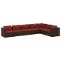 Preview: 7-tlg. Garten-Lounge-Set mit Kissen Poly Rattan Braun