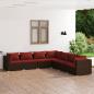 Preview: ARDEBO.de - 7-tlg. Garten-Lounge-Set mit Kissen Poly Rattan Braun