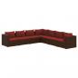 Preview: 7-tlg. Garten-Lounge-Set mit Kissen Poly Rattan Braun