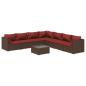 Preview: 8-tlg. Garten-Lounge-Set mit Kissen Poly Rattan Braun