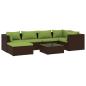 Preview: 7-tlg. Garten-Lounge-Set mit Kissen Poly Rattan Braun
