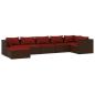 Preview: 7-tlg. Garten-Lounge-Set mit Kissen Poly Rattan Braun