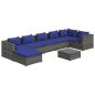 Preview: 8-tlg. Garten-Lounge-Set mit Kissen Poly Rattan Grau