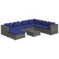 Preview: 8-tlg. Garten-Lounge-Set mit Kissen Poly Rattan Grau