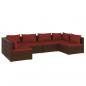 Preview: 6-tlg. Garten-Lounge-Set mit Kissen Poly Rattan Braun