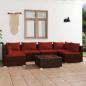 Preview: ARDEBO.de - 7-tlg. Garten-Lounge-Set mit Kissen Poly Rattan Braun