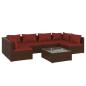 Preview: 7-tlg. Garten-Lounge-Set mit Kissen Poly Rattan Braun
