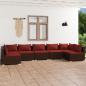 Preview: ARDEBO.de - 7-tlg. Garten-Lounge-Set mit Kissen Poly Rattan Braun