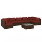 Preview: 8-tlg. Garten-Lounge-Set mit Kissen Poly Rattan Braun