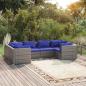 Preview: ARDEBO.de - 6-tlg. Garten-Lounge-Set mit Kissen Poly Rattan Grau