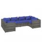 Preview: 6-tlg. Garten-Lounge-Set mit Kissen Poly Rattan Grau