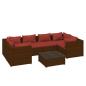 Preview: 7-tlg. Garten-Lounge-Set mit Kissen Poly Rattan Braun