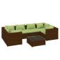 Preview: 7-tlg. Garten-Lounge-Set mit Kissen Poly Rattan Braun