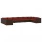 Preview: 10-tlg. Garten-Lounge-Set mit Kissen Poly Rattan Braun