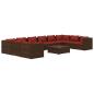 Preview: 11-tlg. Garten-Lounge-Set mit Kissen Poly Rattan Braun